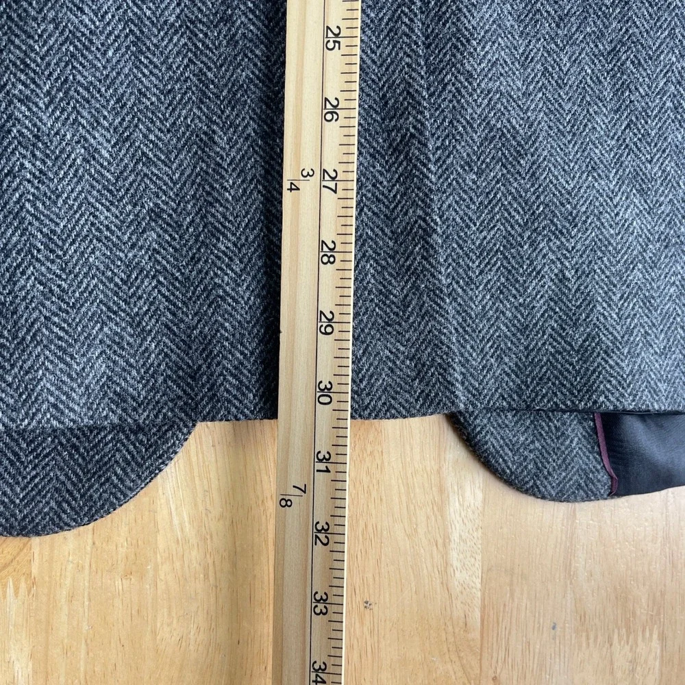 VTG Lands' End Lambswool Blazer Tweed Herringbone‎ 43R Sport Coat Grey *READ